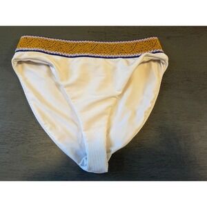 white ribbed ELYSIIAN   lined swimsuit bikini bottom size medium